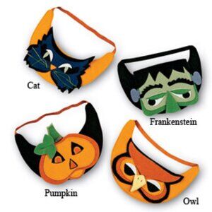 Pack of 4 Russ Kids Unisex Halloween Felt Visor (Cat, Frankenstein, Owl, Pumpkin